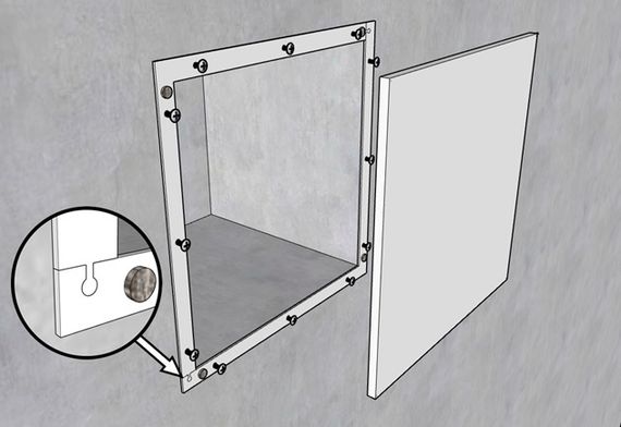 Люк съемный на магнитах 300х300мм накладной белый