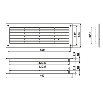 Решетка накладная 460х125 мм ZERNBERG МВ 450/2