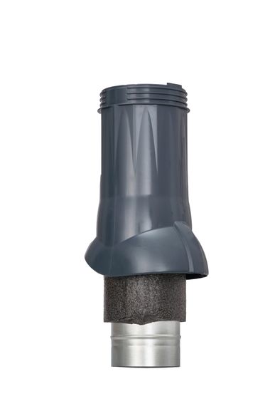 Готовый комплект, изолированный для фальцевой и готовой кровли из битумной черепицы d 125/160 мм, цвет серый графит RAL 7024, серия Twister