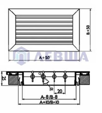Решетка однорядная алюминиевая RAG 1000х150