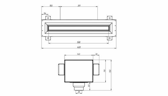 Flexag RA-1-500-25-W щелевой диффузор с КСД под натяжной потолок, белый