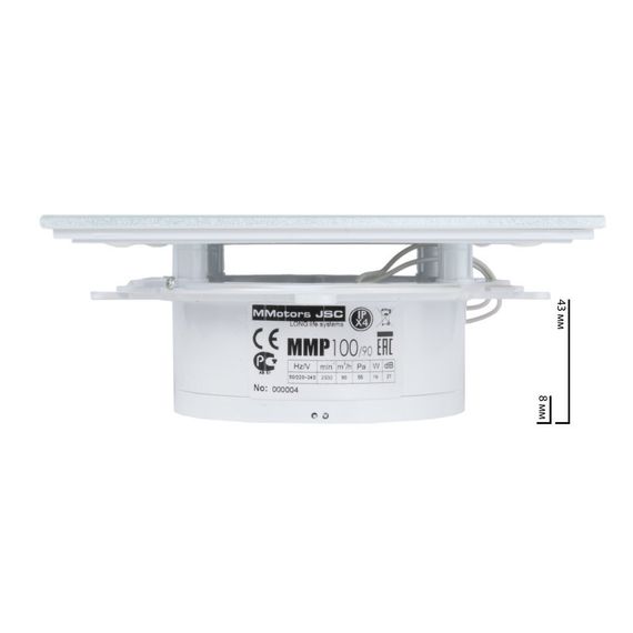 Вентилятор накладной сверхтонкий MMotors JSC MMP-06 100/90 куб/ч Стекло/Квадрат Белый