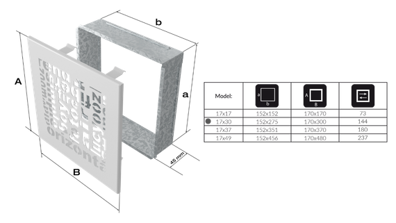 Решетка каминная Kratki ABC белая 17x30