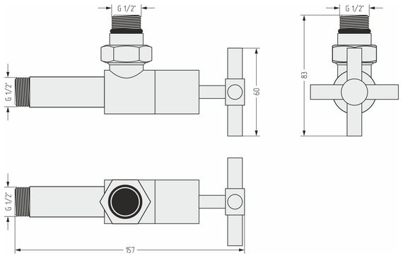 Вентиль Сунержа угловой крест (G 1/2" НР х G 1/2" НР)