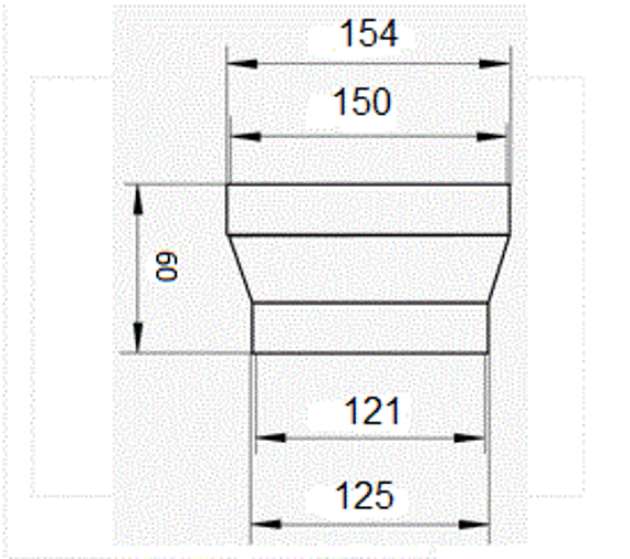 Соединитель-редуктор центральный 125х150 мм пластиковый