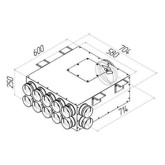 Provent KV 200/90×12 коллектор металлический на 12 выходов