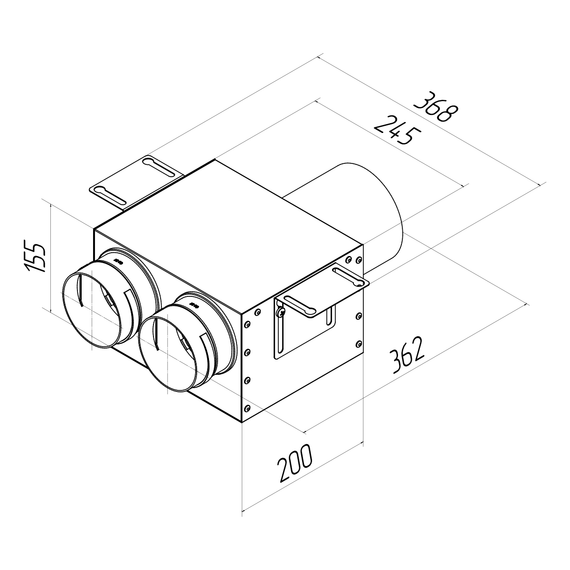 Provent VPD 125/90×2 адаптер (пленум) прямой круглый на 2 выхода