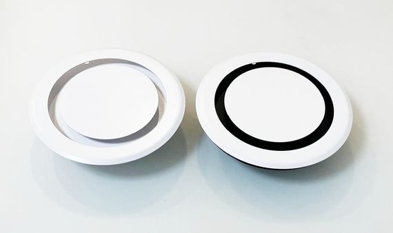 Диффузор приточно-вытяжной на магнитах регулируемый КНД-100 декоративный металлический белый