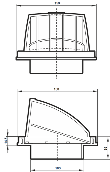 Выход стенной КФВ фланец D100 обр.клапан 150x150 ASA Ivory ERA