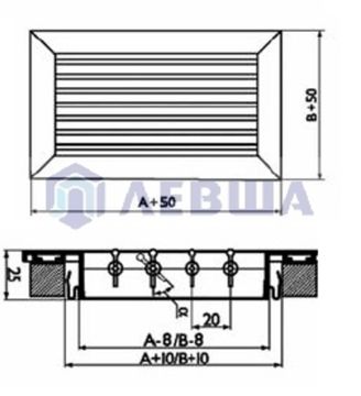Решетка однорядная алюминиевая RAG 200х100