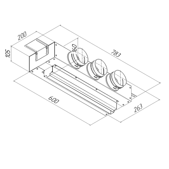 Provent VPNDG 500х25/90×3 щелевой диффузор для гипсокартона с КСД на 3 выхода