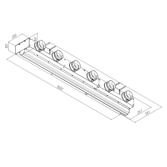 Provent VPNDG 1500х25/90×6 щелевой диффузор для гипсокартона с КСД на 6 выходов