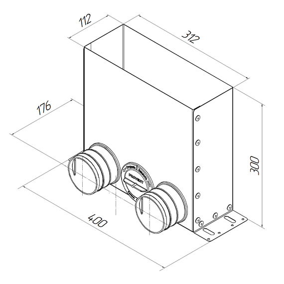 Provent VPF 300×100/75×2 адаптер (пленум) напольный на 2 выхода