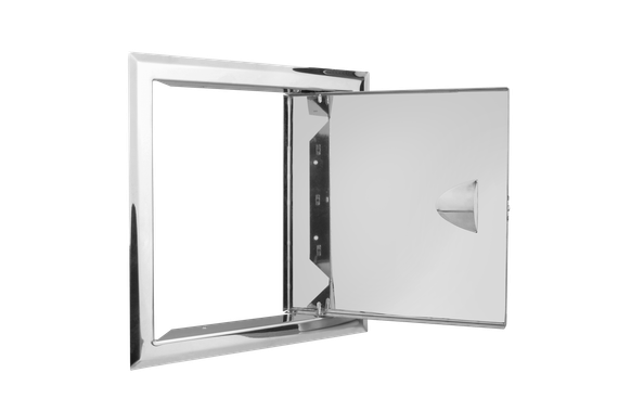 Люк из нержавеющей стали с ручкой ЛНР 150х150 зеркальный