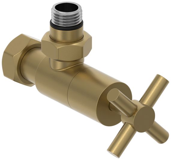 Вентиль угловой (крест) G 1/2" НР х G 3/4" НГ (Золотой шёлк)