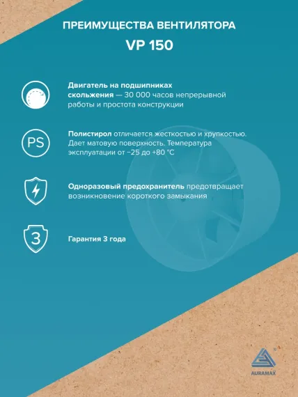 Вентилятор канальный VP D150 осевой AURAMAX