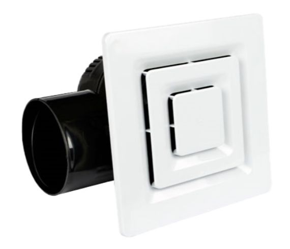 Бесшумный вытяжной вентилятор NOVVES SEAHORSE RP V1, 100 м3/ч для ванной комнаты, малых бытовых и производственных помещений, белый пластик квадрат с обратным клапаном