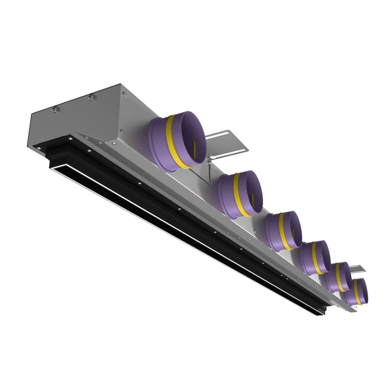 Provent VPNDGU 1500х25/75х6 компактный щелевой диффузор для гипсокартона с КСД на 6 выходов