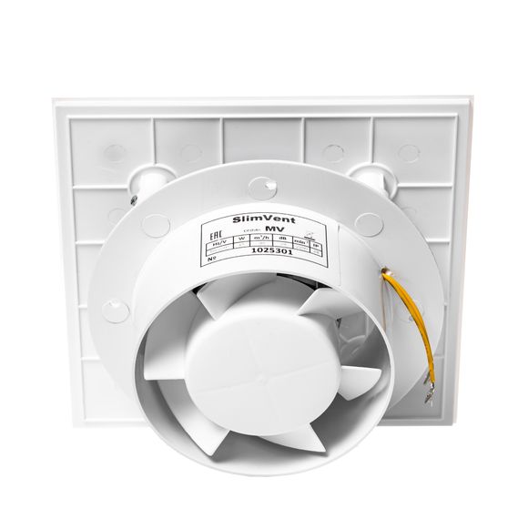 Вытяжной тонкий вентилятор SlimVent МV 100, стекло квадрат белый глянец