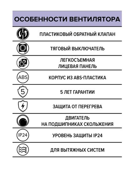 Вентилятор накладной QUADRO D125 обратный клапан тяговый выключатель ERA