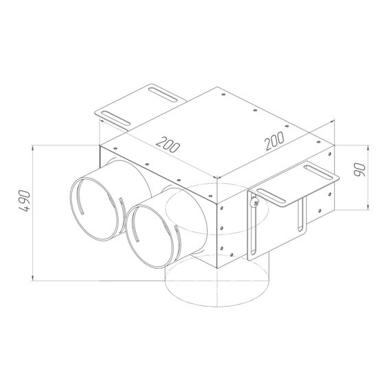 Provent VPSL 125/75x2 пленум потолочный круглый на 2 выхода (L=400 мм)
