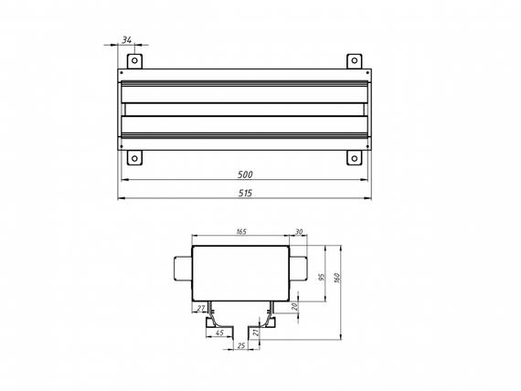 Flexag SH-1-500-25-B щелевой диффузор с КСД под гипсокартон, черный