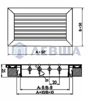 Решетка однорядная алюминиевая RAG 400х300