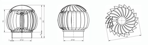 Ротационная вентиляционная турбина, РВТ 160 мм черный RAL 9005, серия Twister