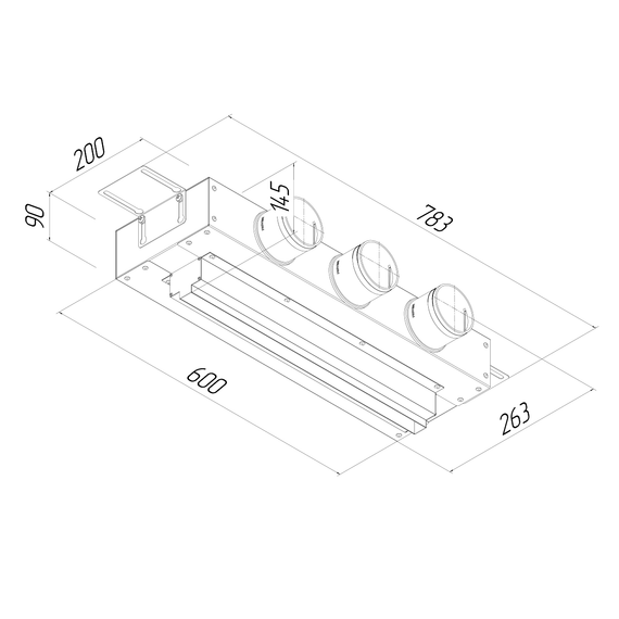 Provent VPNDG 500х25/75×3 щелевой диффузор для гипсокартона с КСД на 3 выхода