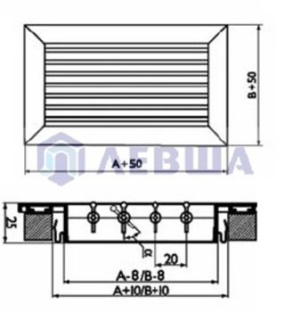 Решетка однорядная алюминиевая RAG 1000х300