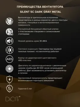 Вентилятор накладной ERA DiCiTi SILENT 5C dark gray metal d125