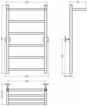 Полотенцесушитель водяной Стилье Универсал-54 800х400 (Полка + 5) П 21