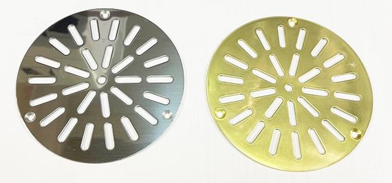 Решётка напольная круглая 125мм из латуни, снежинка