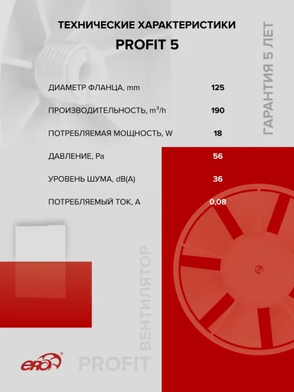 Вентилятор канальный PROFIT D125 осевой ERA