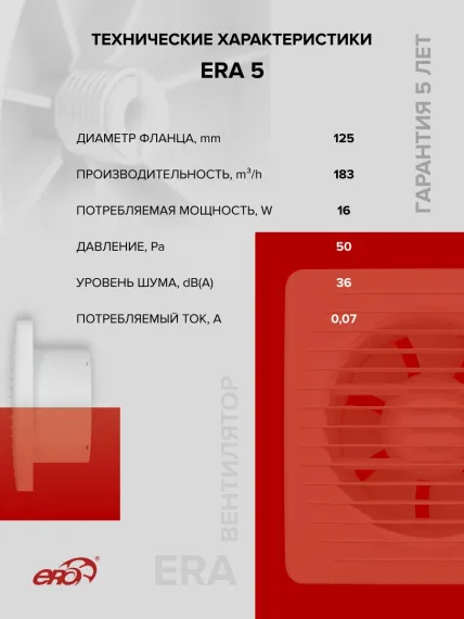 Вентилятор накладной ERA D125 ERA