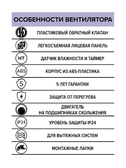 Вентилятор накладной WIND D100 обр.клапан HT ERA