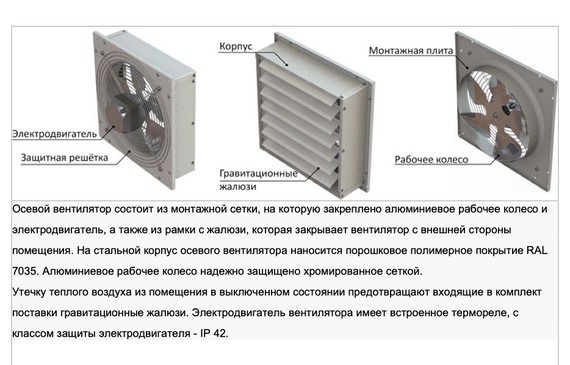 Вентилятор осевой вытяжной ВО-2,0