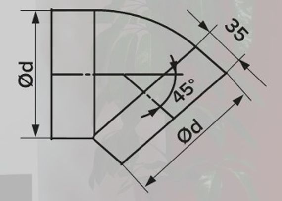 Колено 45 градусов 15ККП45 d150 мм пластиковое