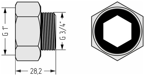 Комплект фитингов Стилье прямой (G 1" НГ х G 3/4" НР) / 2 шт.