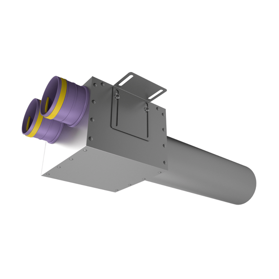 Provent VPDL 125/75×2 адаптер (пленум) прямой круглый на 2 выхода (L=400)