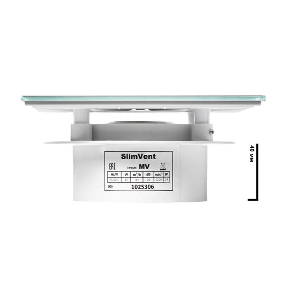 Вытяжной тонкий вентилятор SlimVent МV 100, стекло квадрат черный матовый