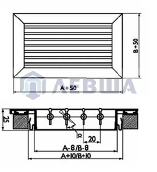 Решетка однорядная алюминиевая RAG 600х150