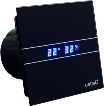 Накладной вентилятор Cata E 100 GTH Bk Black черный (Таймер, датчик влажности, термометр, дисплей)