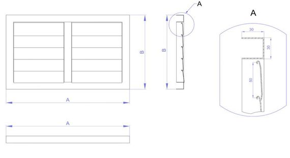 Решетка алюминиевая с гравитационными жалюзи 460х460мм