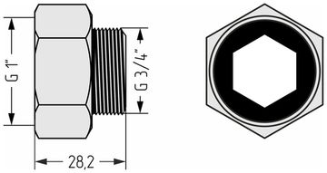 Комплект фитингов Стилье прямой (G 1" НГ х G 3/4" НР) / 2 шт.