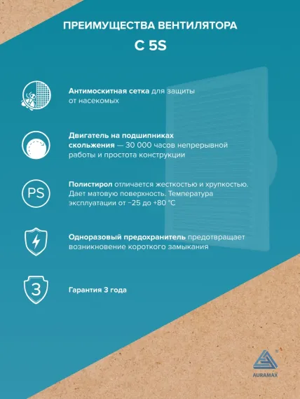 Вентилятор накладной C D125 сетка AURAMAX