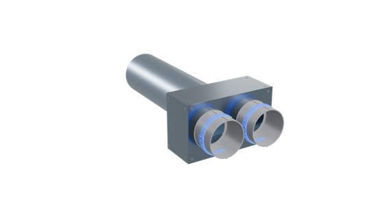 Flexag PWP-125/90x2 пленум вентиляционный прямой, D125, на 2 выxода, L=300 мм