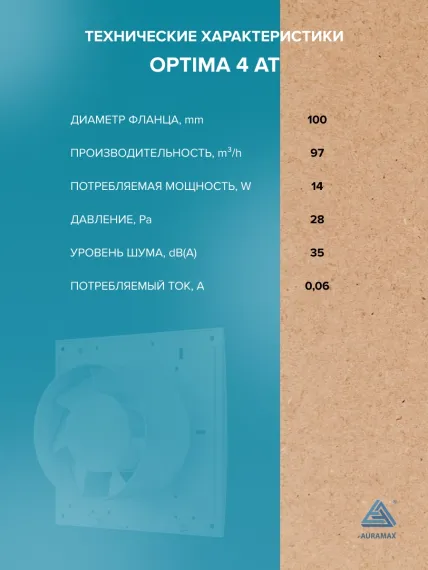 Вентилятор накладной OPTIMA D100 AT AURAMAX