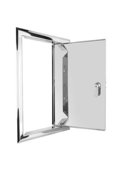 Люк из нержавеющей стали с замком ЛНЗ 150х200 зеркальный