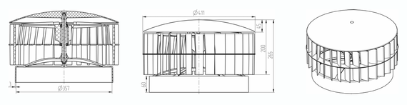 Ротационная вентиляционная турбина, РВТ Ø 355 мм серебристый RAL 7004, серия Hurricane